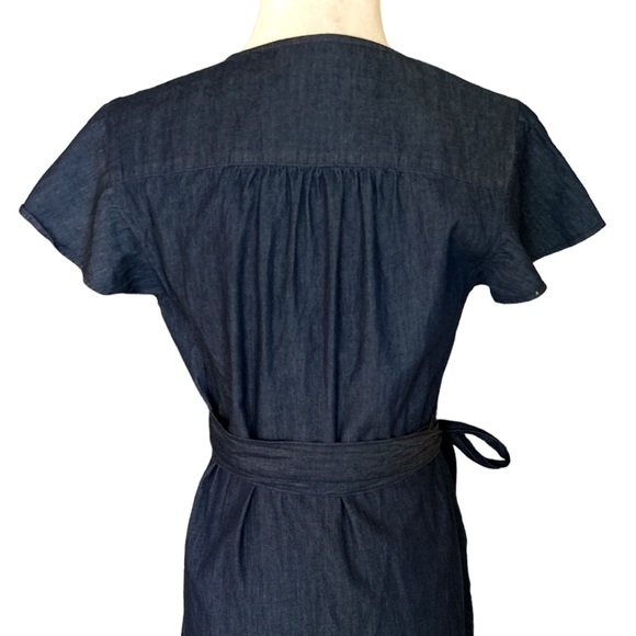 Draper James Dark Chambray Wrap Midi Dress - 6 - Picture 8 of 13